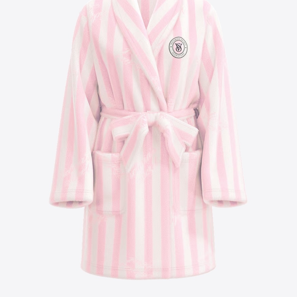 Victoria's Secret Light Pink and White Striped Robe